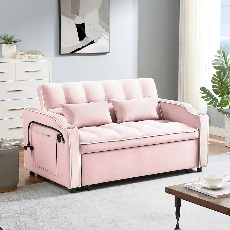 Divano letto estraibile moderno in velluto
