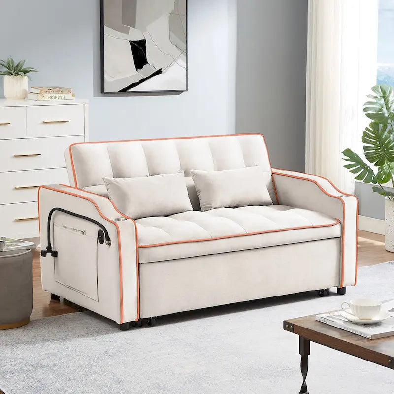 Divano letto estraibile moderno in velluto