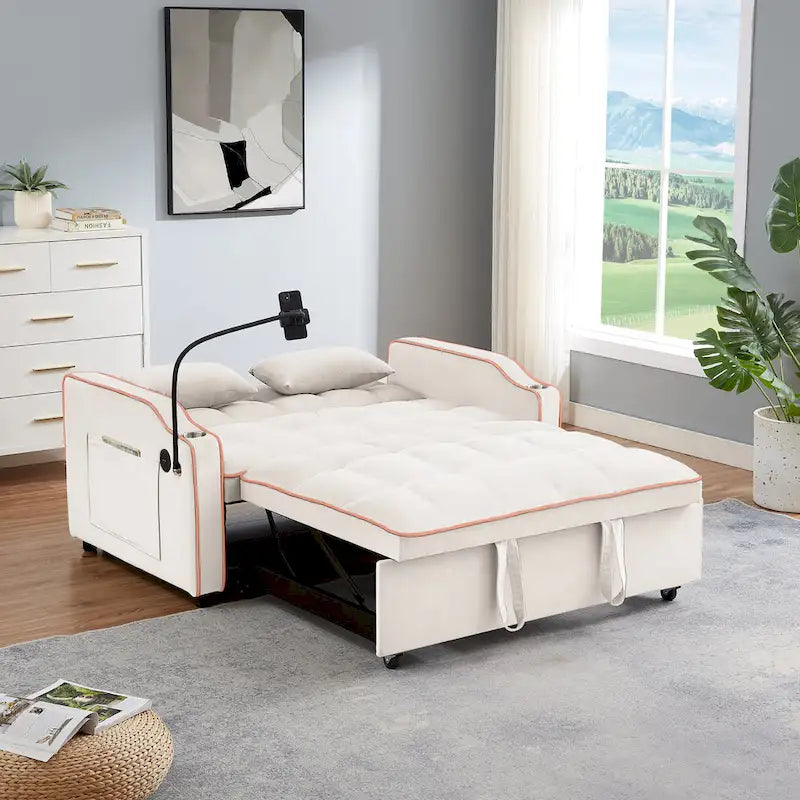 Divano letto estraibile moderno in velluto