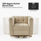 JeremiasMid-certury Modern GenuineLeatherTufted SwivelClubChair with Wooden Apron by HULALA HOME