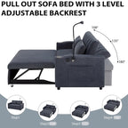 55.9 Convertible Sofa Bed Loveseat Sofa With Three Usb Ports