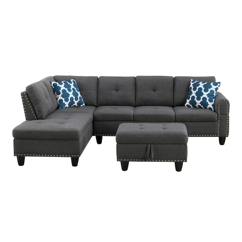 Divano Alger con Chaise longue e pouf, lato sinistro, larghezza 98 pollici - 98L x 71P x 33A