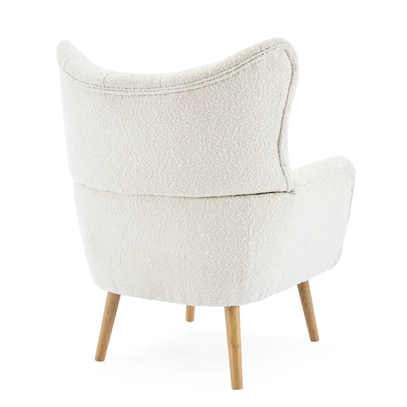 Almond Boucle Wingback Tufted Club Chair