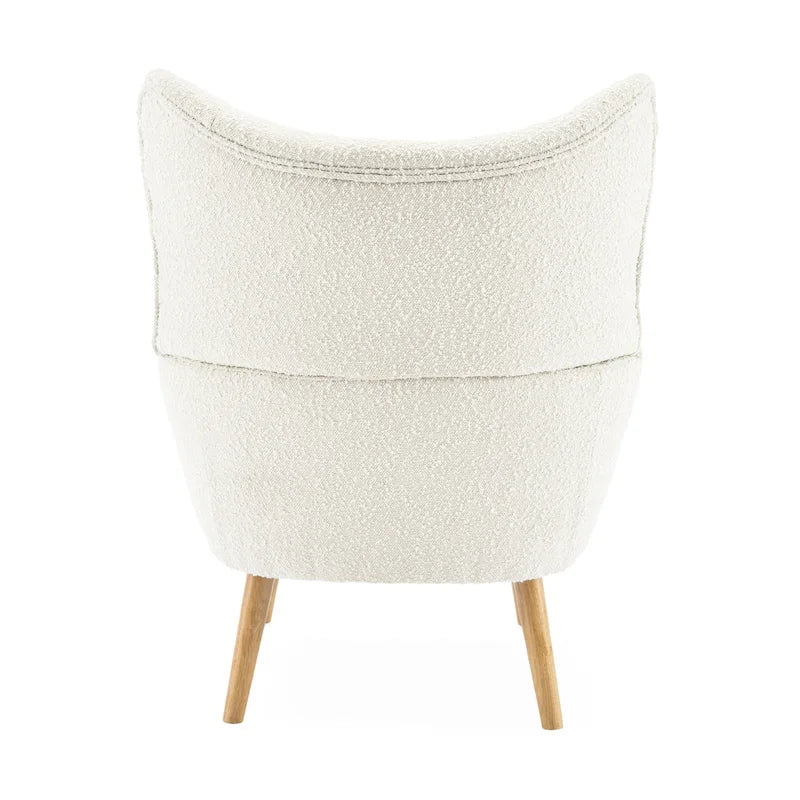 Almond Boucle Wingback Tufted Club Chair