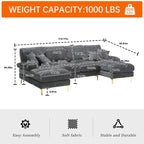 HOMEFUN Chenille Upholstered U-Shaped Living Room Sectional Sofa