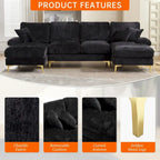 HOMEFUN Chenille Upholstered U-Shaped Living Room Sectional Sofa
