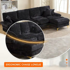 HOMEFUN Chenille Upholstered U-Shaped Living Room Sectional Sofa