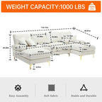 HOMEFUN Chenille Upholstered U-Shaped Living Room Sectional Sofa