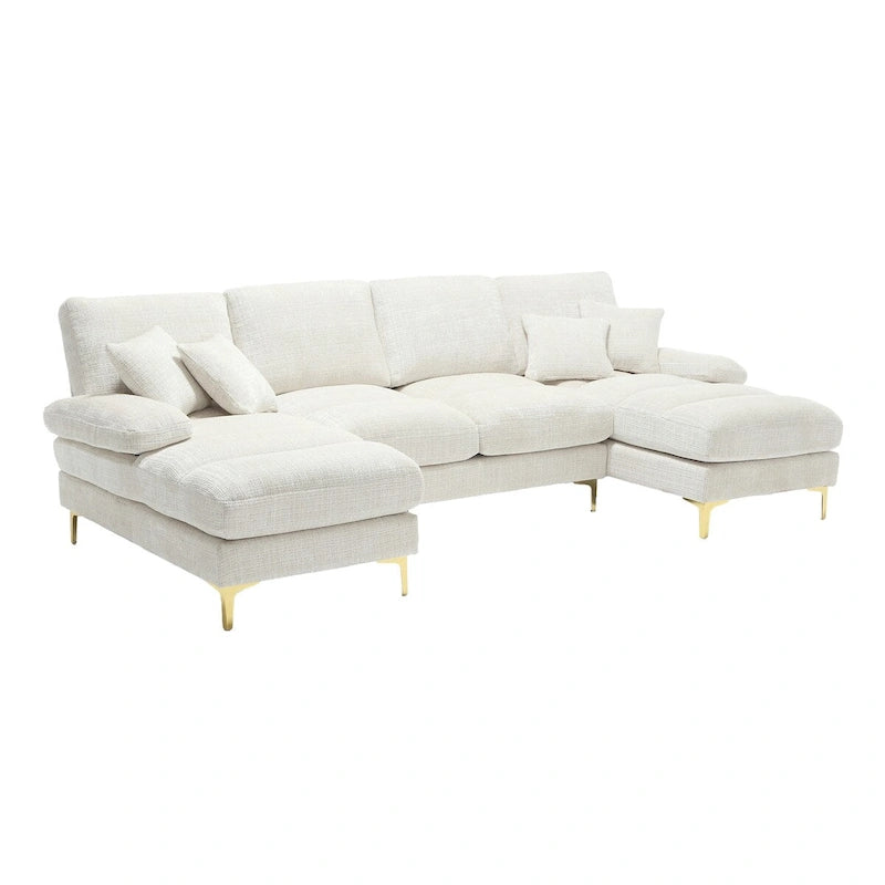 HOMEFUN Chenille Upholstered U-Shaped Living Room Sectional Sofa