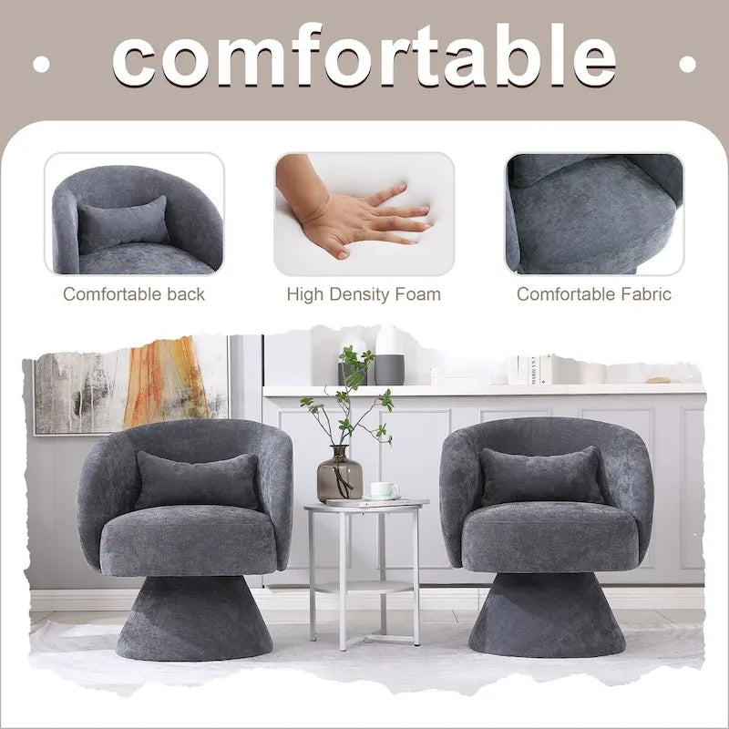 Upholstered Swivel Armchair (Set of 2)