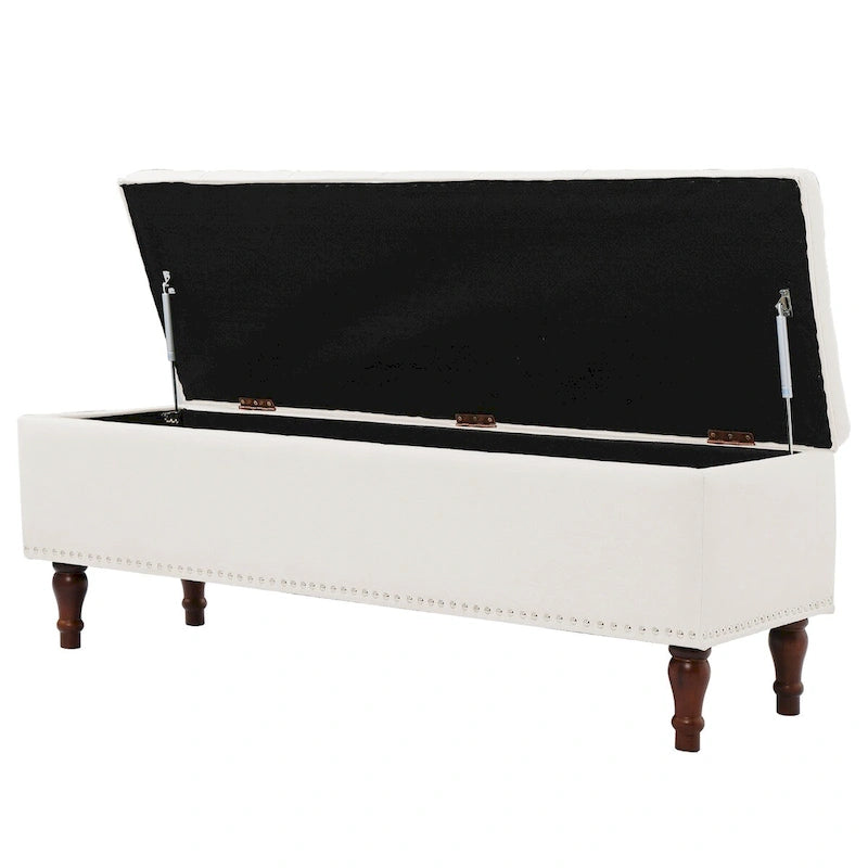 COZYMAN Tufted Storage Bench, Upholstered Ottoman with Storage for Bedroom - 50.8 W X 17.1 D X 18.3 H