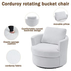 Modern Corduroy Swivel Barrel Accent Chair, Set of 1