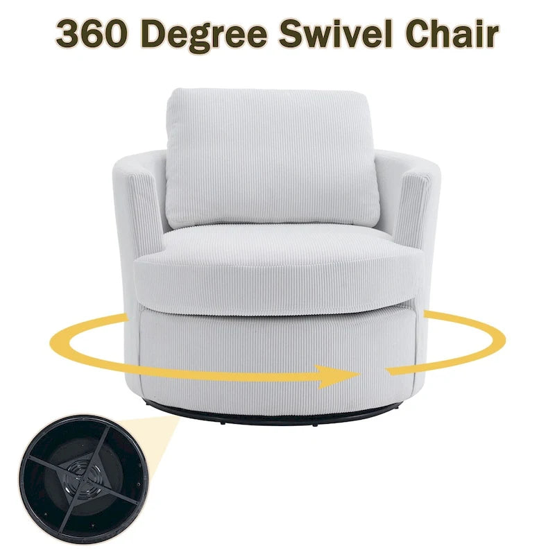 Modern Corduroy Swivel Barrel Accent Chair, Set of 1