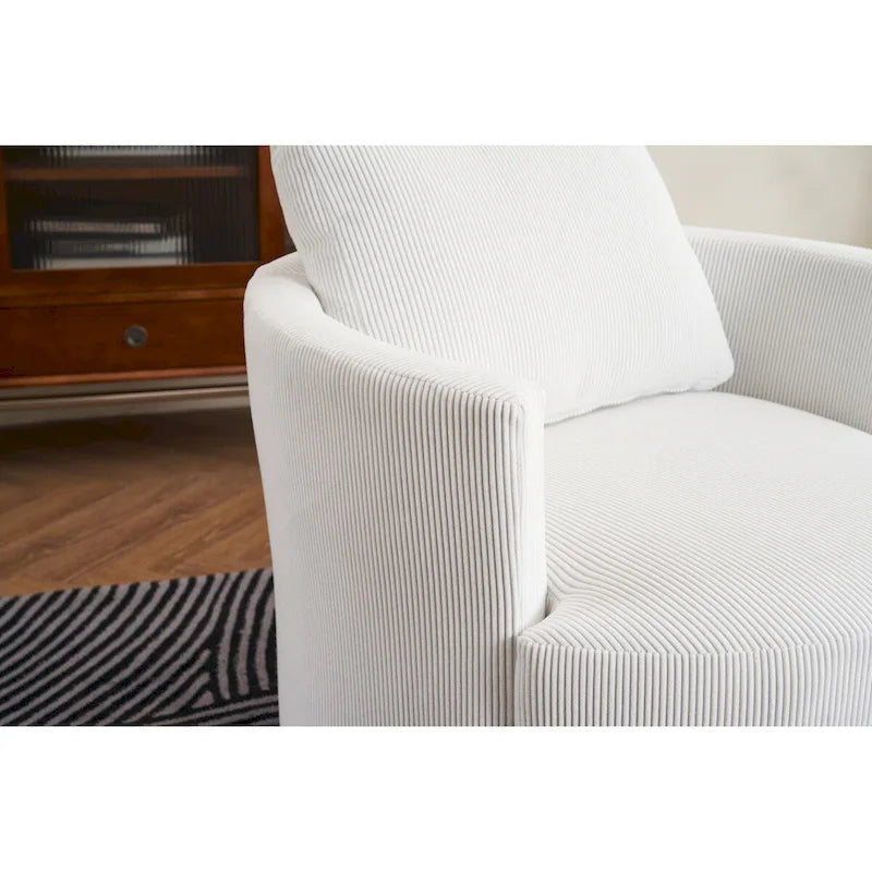 Modern Corduroy Swivel Barrel Accent Chair, Set of 1