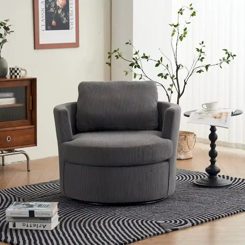 Modern Corduroy Swivel Barrel Accent Chair, Set of 1