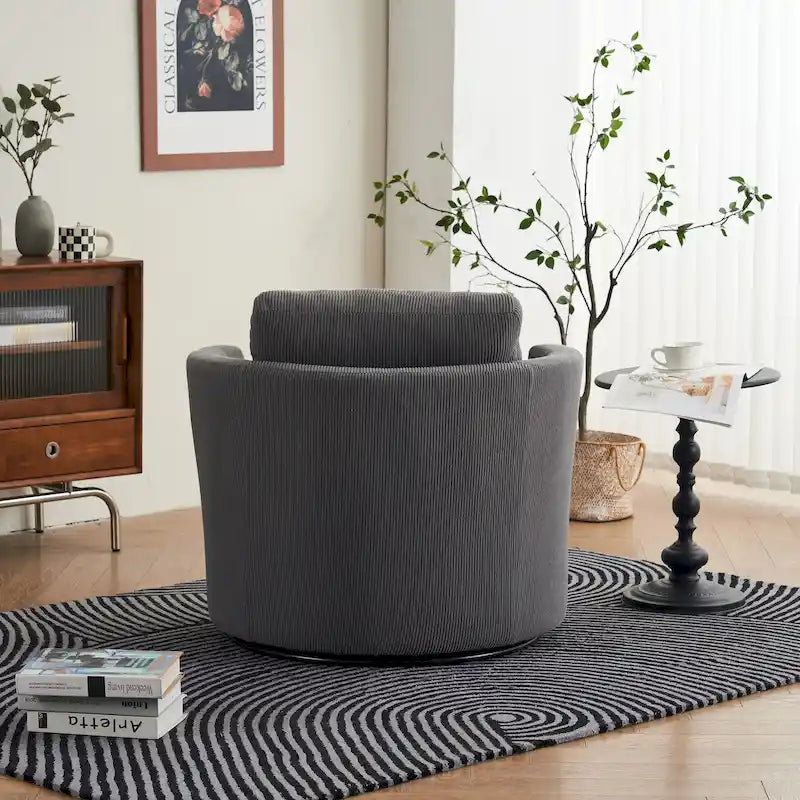 Modern Corduroy Swivel Barrel Accent Chair, Set of 1