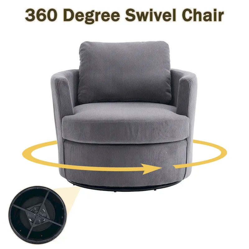 Modern Corduroy Swivel Barrel Accent Chair, Set of 1