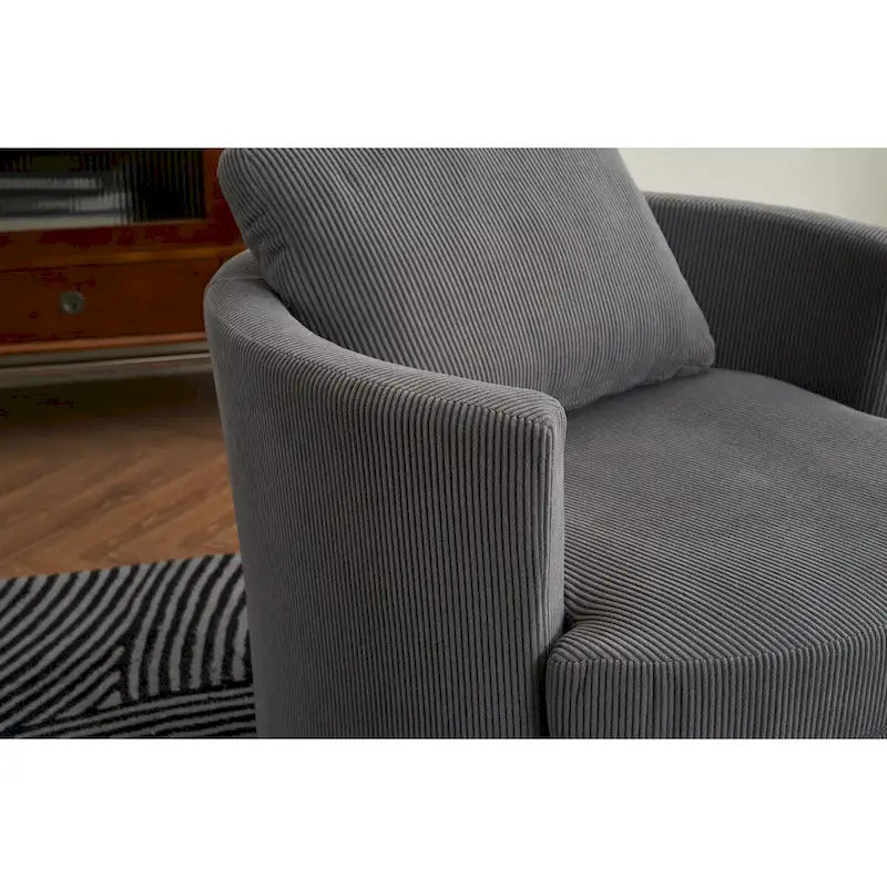 Modern Corduroy Swivel Barrel Accent Chair, Set of 1