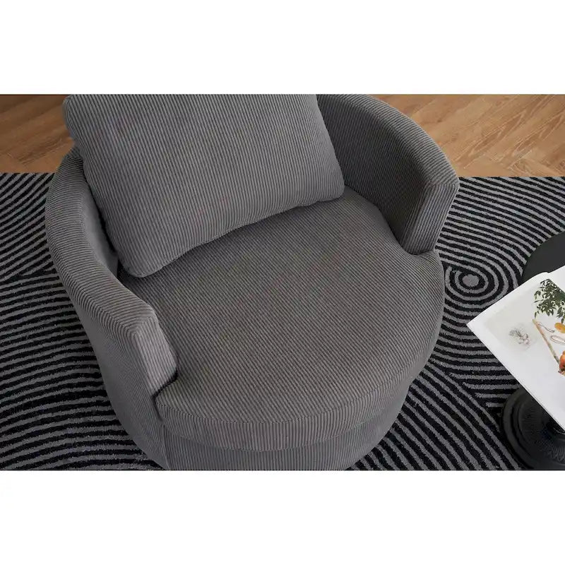 Modern Corduroy Swivel Barrel Accent Chair, Set of 1