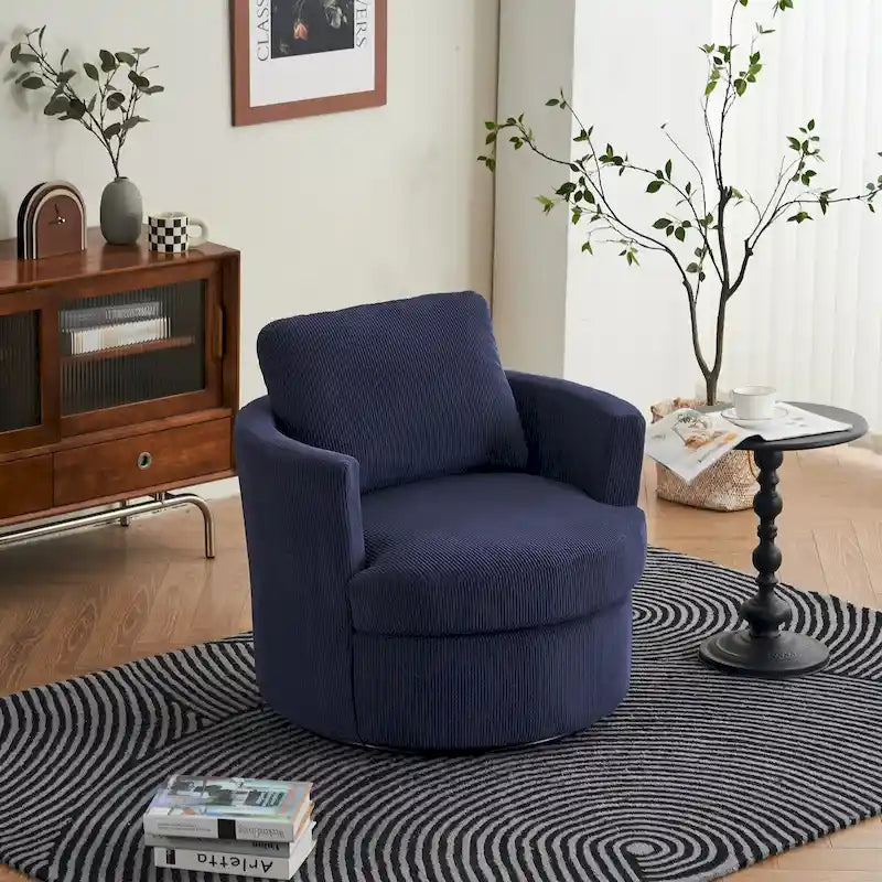 Modern Corduroy Swivel Barrel Accent Chair, Set of 1