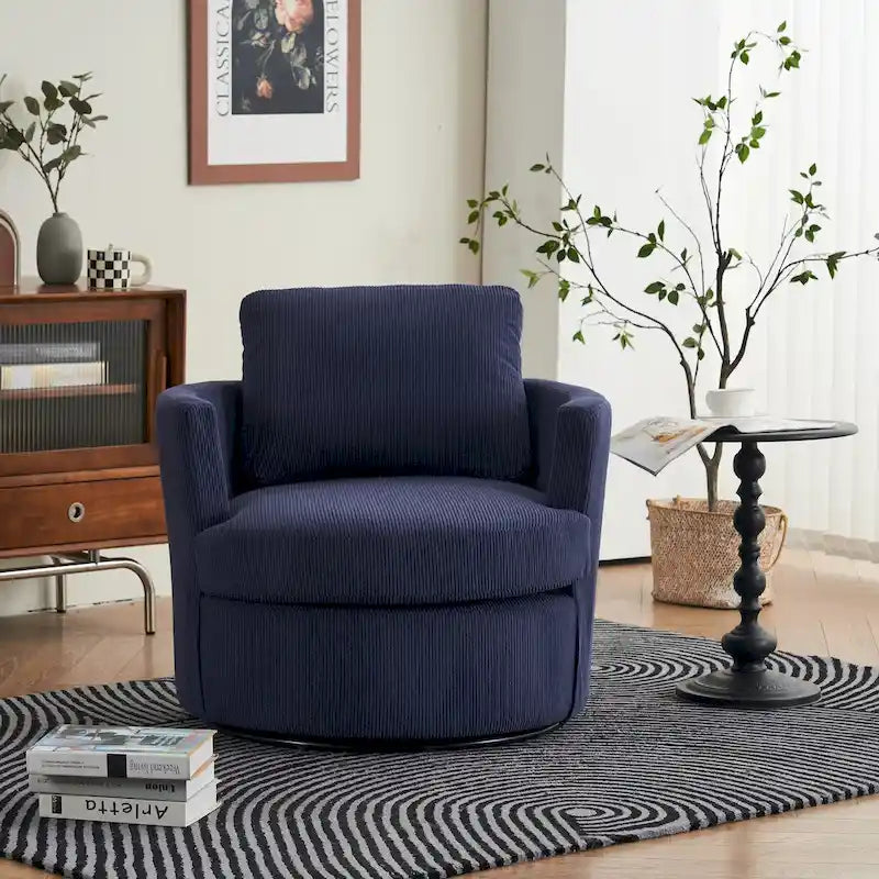 Modern Corduroy Swivel Barrel Accent Chair, Set of 1