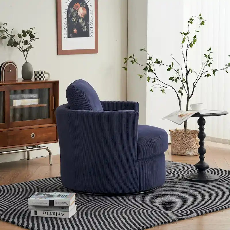 Modern Corduroy Swivel Barrel Accent Chair, Set of 1