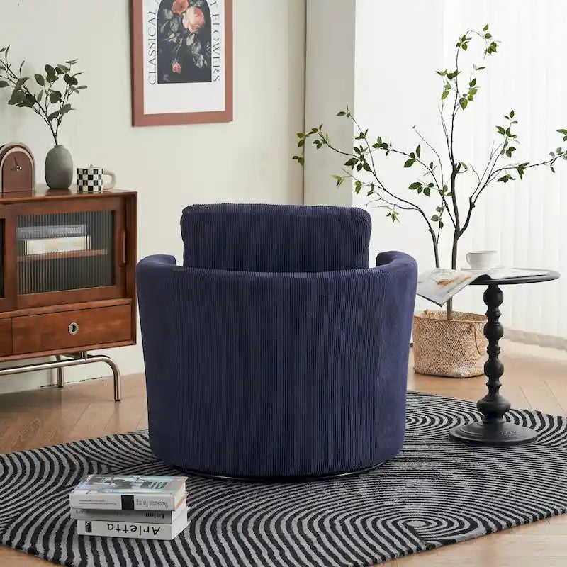 Modern Corduroy Swivel Barrel Accent Chair, Set of 1