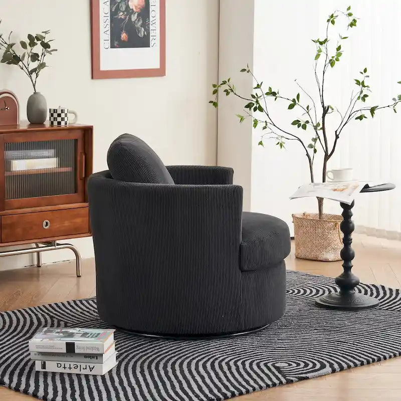 Modern Corduroy Swivel Barrel Accent Chair, Set of 1