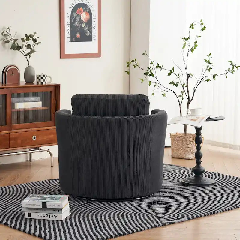 Modern Corduroy Swivel Barrel Accent Chair, Set of 1