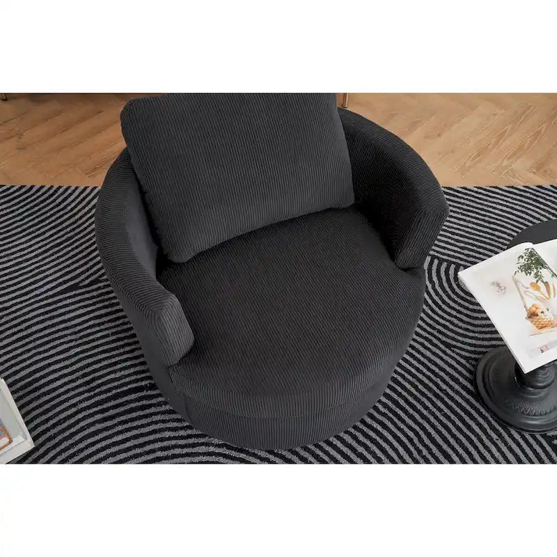 Modern Corduroy Swivel Barrel Accent Chair, Set of 1