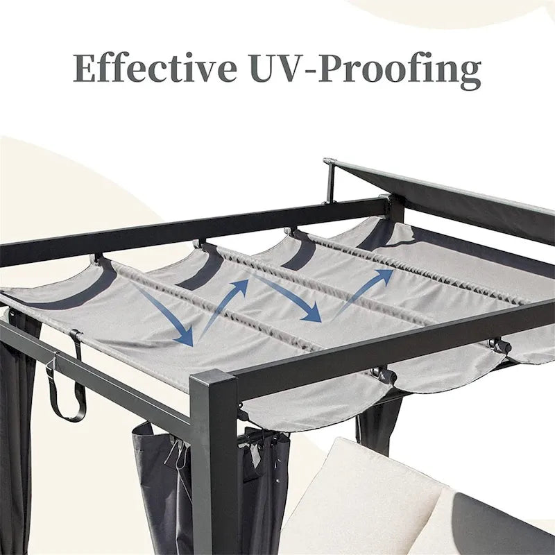 Grey Aluminum Outdoor Patio Daybed with Canopy