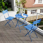 Set 3 Pezzi Tavolo e Sedie per Balcone Giardino Patio