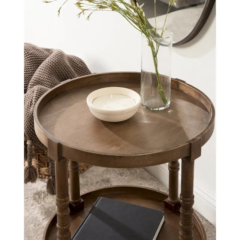 Kate and Laurel Bellport Round Wood Side Table