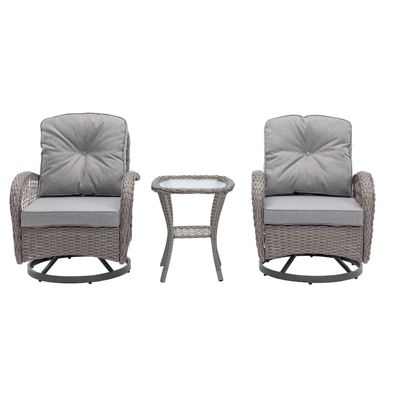 Outdoor Swivel Rocker Patio Chairs,360 Degree Rocking Patio Set,3PCS
