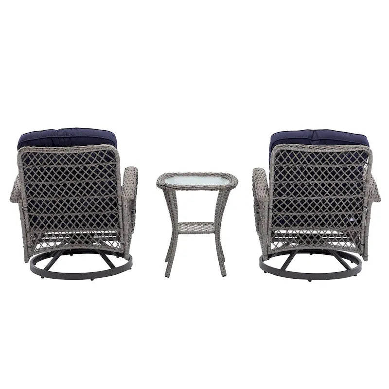 Sedie da Esterno Girevoli a Dondolo per Patio, Set da Patio a Dondolo a 360 Gradi, 3 Pezzi