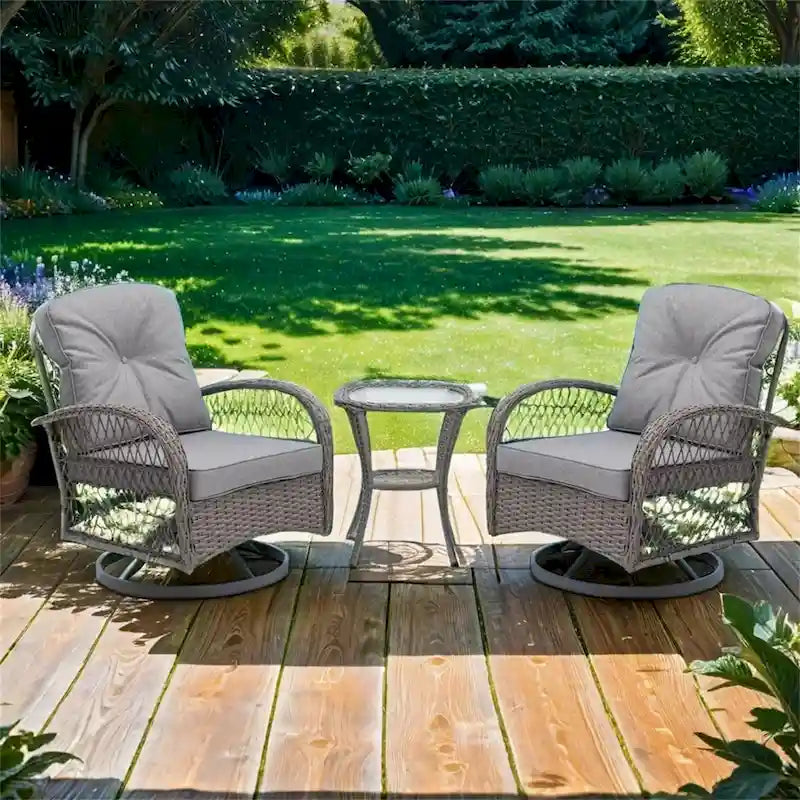 Outdoor Swivel Rocker Patio Chairs,360 Degree Rocking Patio Set,3PCS