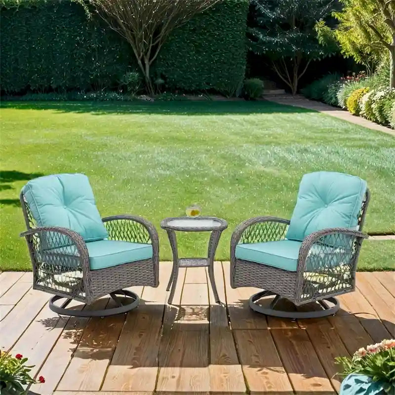 Outdoor Swivel Rocker Patio Chairs,360 Degree Rocking Patio Set,3PCS