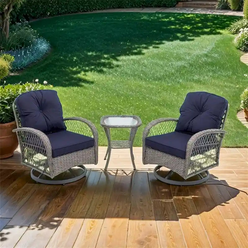 Outdoor Swivel Rocker Patio Chairs,360 Degree Rocking Patio Set,3PCS