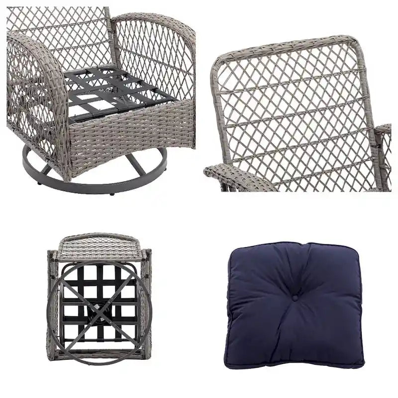 Outdoor Swivel Rocker Patio Chairs,360 Degree Rocking Patio Set,3PCS