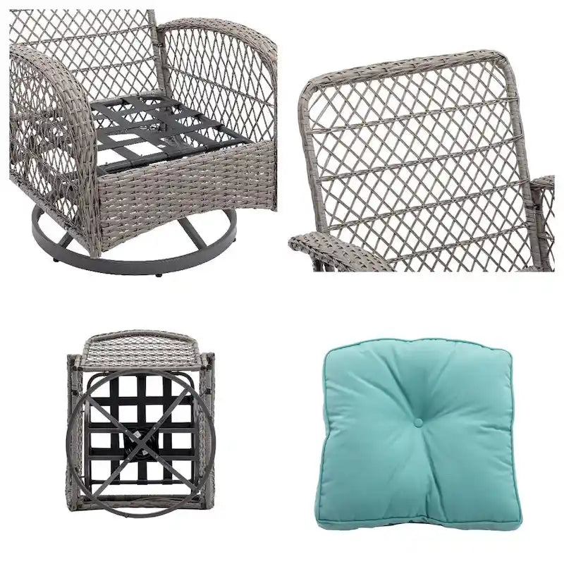Outdoor Swivel Rocker Patio Chairs,360 Degree Rocking Patio Set,3PCS