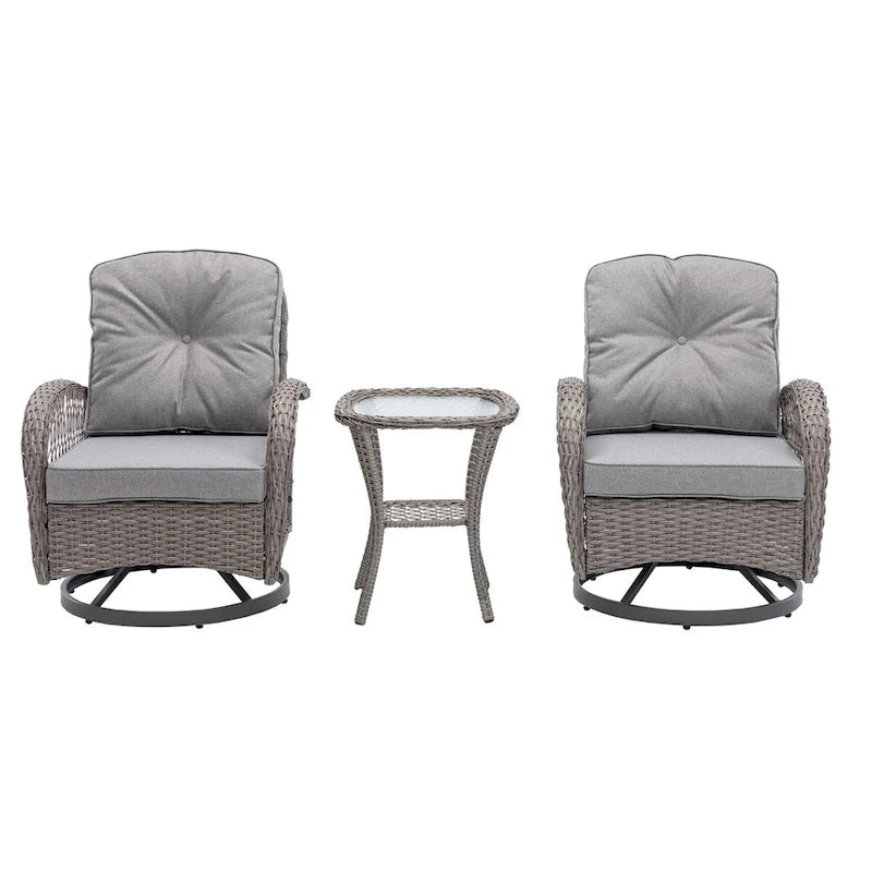 Outdoor Swivel Rocker Patio Chairs,360 Degree Rocking Patio Set,3PCS