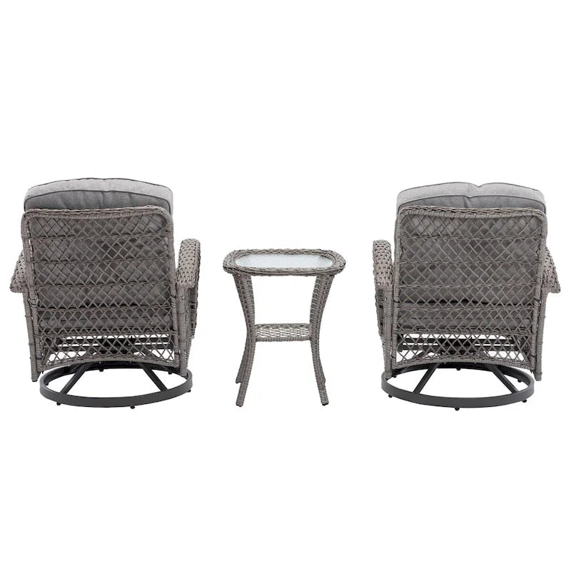 Outdoor Swivel Rocker Patio Chairs,360 Degree Rocking Patio Set,3PCS