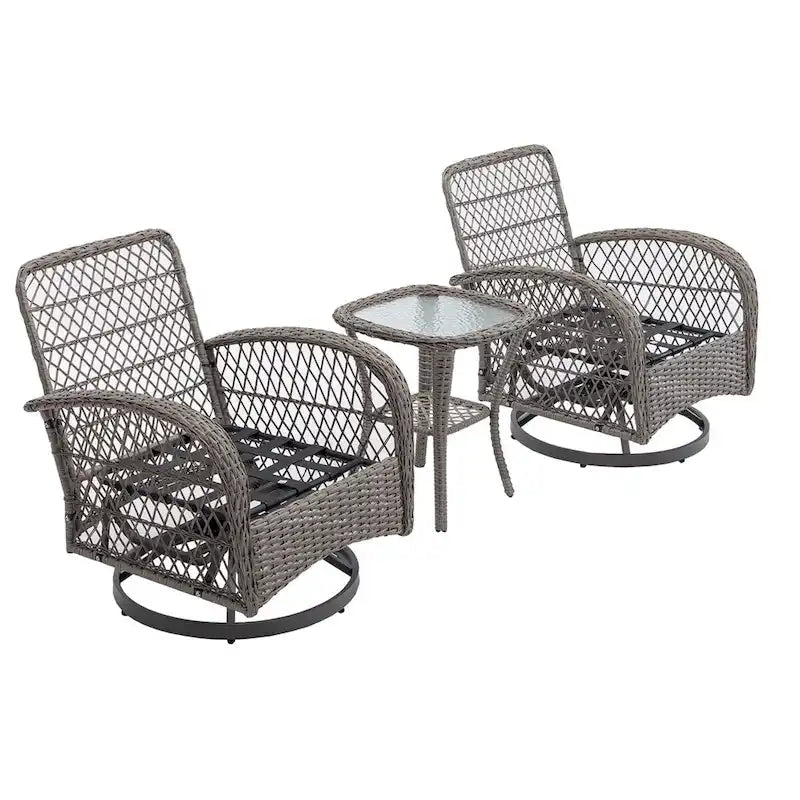 Outdoor Swivel Rocker Patio Chairs,360 Degree Rocking Patio Set,3PCS