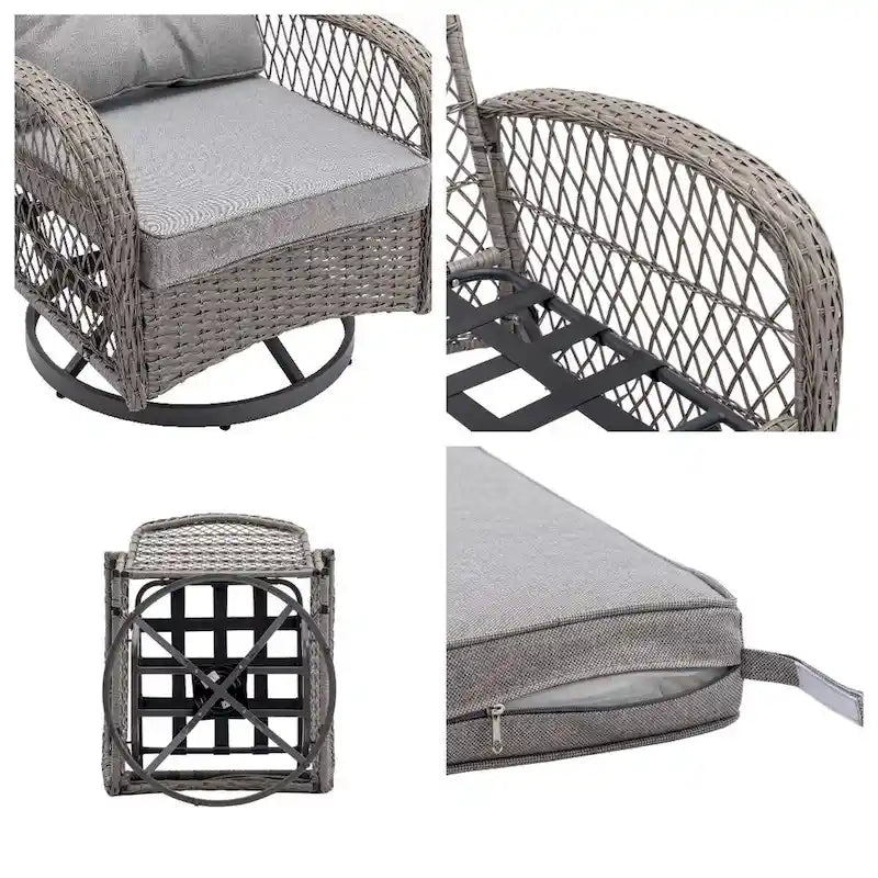 Outdoor Swivel Rocker Patio Chairs,360 Degree Rocking Patio Set,3PCS
