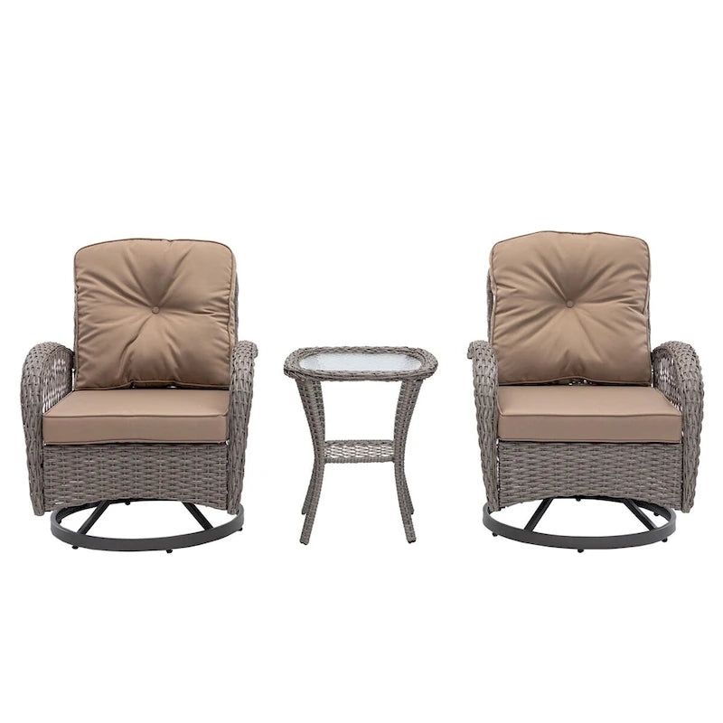 Outdoor Swivel Rocker Patio Chairs,360 Degree Rocking Patio Set,3PCS