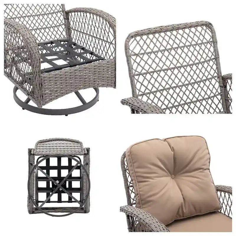 Outdoor Swivel Rocker Patio Chairs,360 Degree Rocking Patio Set,3PCS