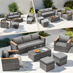 6-Piece Wicker Outdoor Sectional Furniture Set with Cushions and Coffee Table