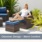 6-Piece Wicker Outdoor Sectional Furniture Set with Cushions and Coffee Table