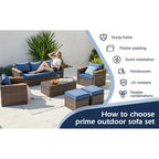 6-Piece Wicker Outdoor Sectional Furniture Set with Cushions and Coffee Table
