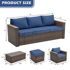 6-Piece Wicker Outdoor Sectional Furniture Set with Cushions and Coffee Table